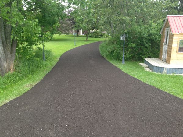 Driveway made from asphalt millings.